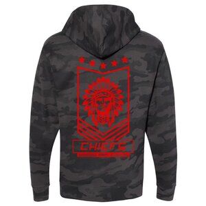 NEW Kansas City Chiefs Fan Army Front Back Print Pullover Hoodie NIGHT CAMO